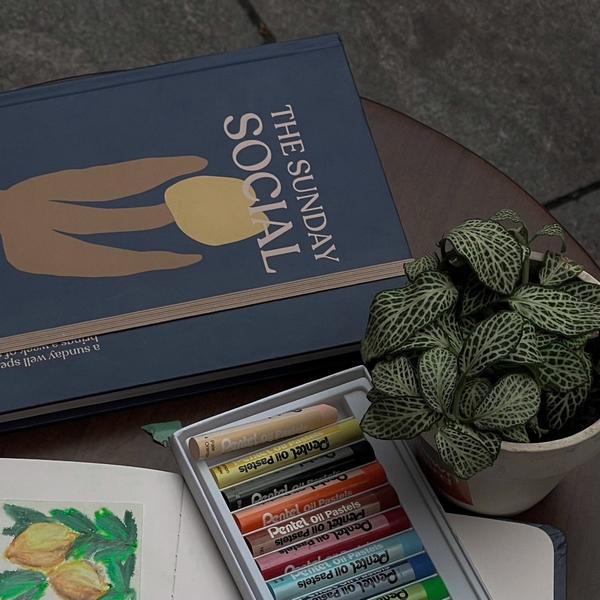 Sổ trơn A5, 130gsm, sổ không dòng kẻ The Sunday Social, Hoa xanh