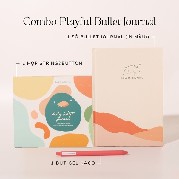 Bộ sổ Playful Daily Bullet Journal + 1 bút Phoenix Tím