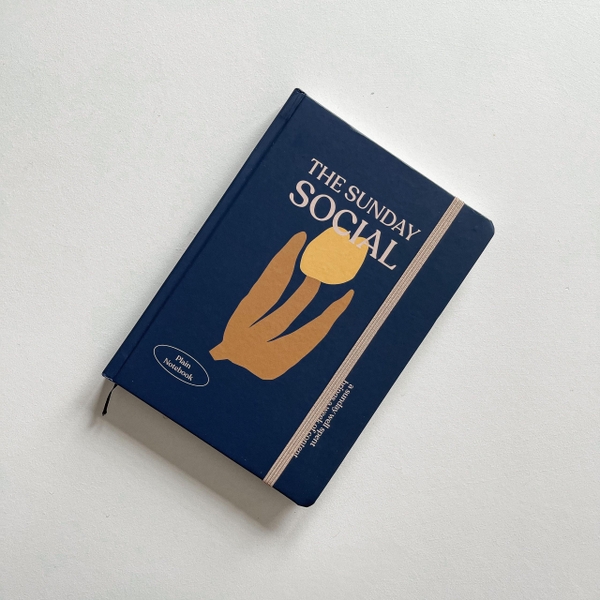 Sổ trơn A5, 130gsm, sổ không dòng kẻ The Sunday Social, Hoa xanh