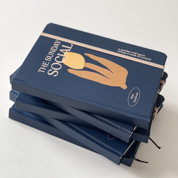 Sổ trơn A5, 130gsm, sổ không dòng kẻ The Sunday Social, Hoa xanh