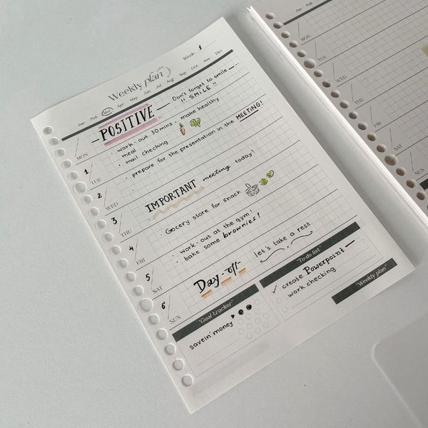 Tập giấy ruột sổ còng A5 lên kế hoạch 20 lỗ