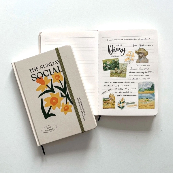 Sổ kẻ ngang A5, 130gsm, The Sunday Social, Hoa Be