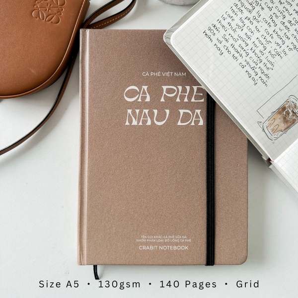 Sổ grid A5 130gsm - Nâu đá