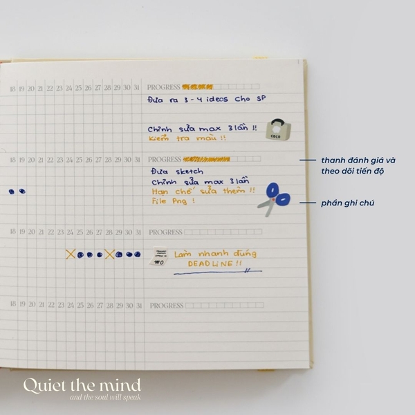 Sổ kế hoạch project planner quản lý dự án cá nhân hình vuông 144 trang 130gsm Crabit-Vàng