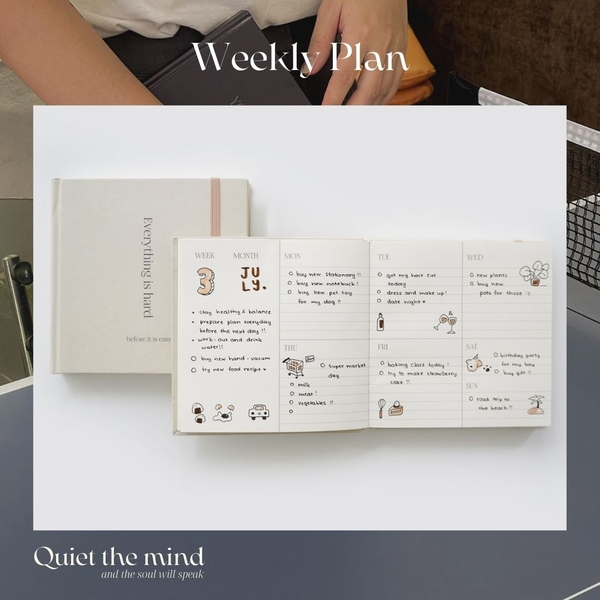 Sổ kế hoạch tuần weekly plan khổ vuông 144 trang 130gsm Crabit - Be