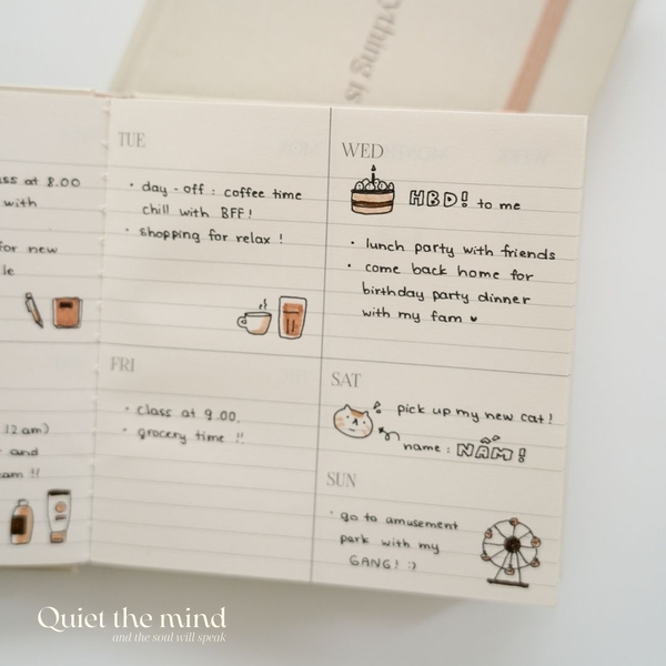 Sổ kế hoạch tuần weekly plan khổ vuông 144 trang 130gsm Crabit - Be