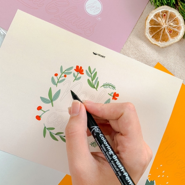 Bộ 4 thiệp Giáng Sinh Calligraphy - Thiệp Crabit tự trang trí