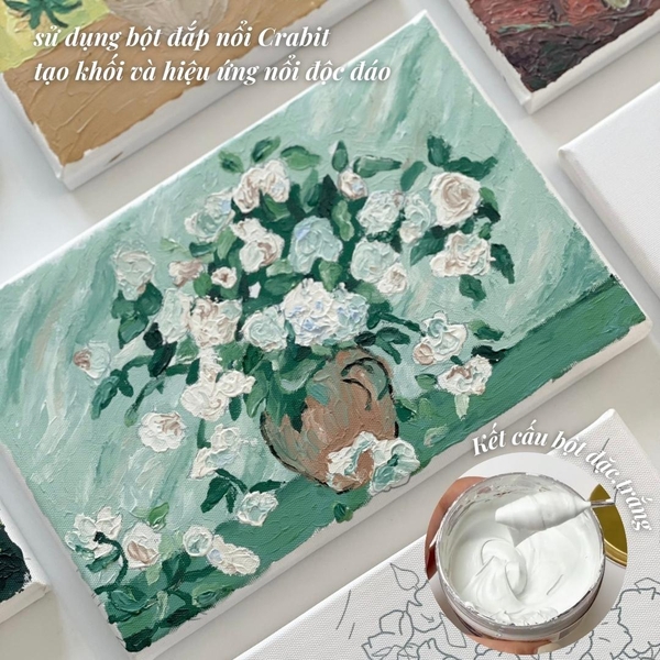 Tranh Van Gogh đắp nổi Crabit Artscape The Van Gogh Series - Vase with Pink Roses