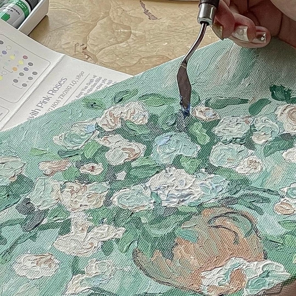 Tranh Van Gogh đắp nổi Crabit Artscape The Van Gogh Series - Vase with Pink Roses