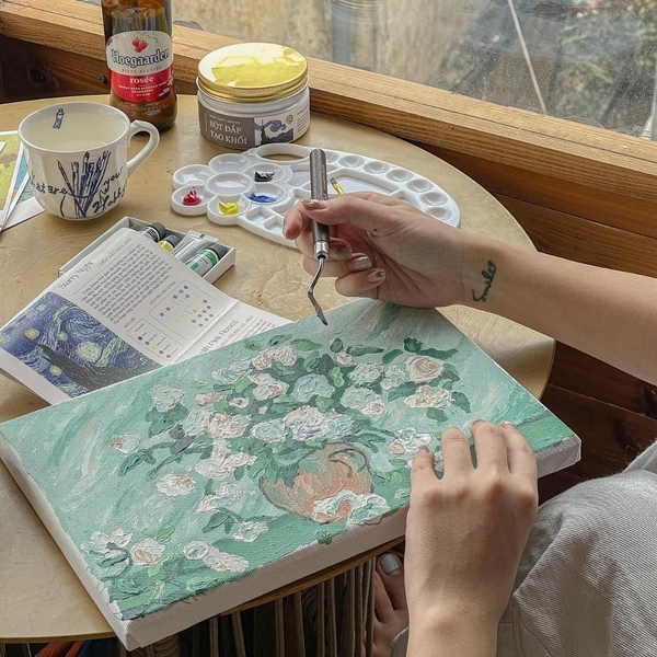 Tranh Van Gogh đắp nổi Crabit Artscape The Van Gogh Series - Vase with Pink Roses