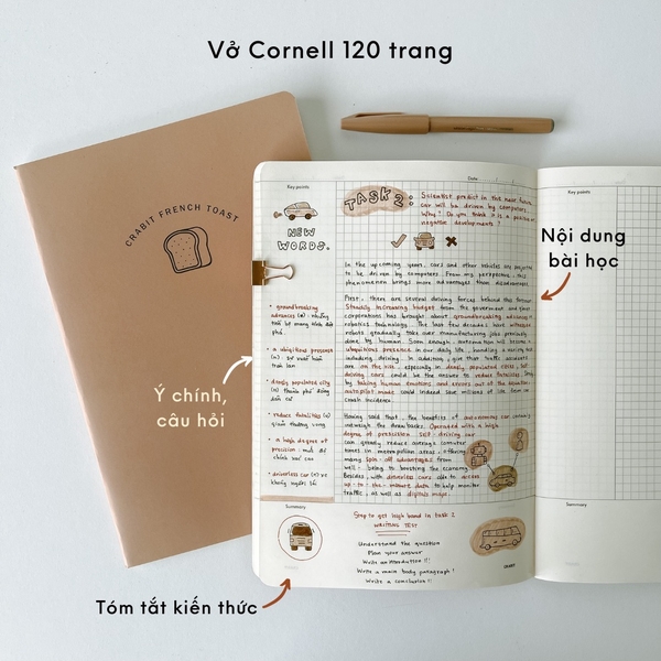 Vở Cornell Grid 120 trang - French Toast
