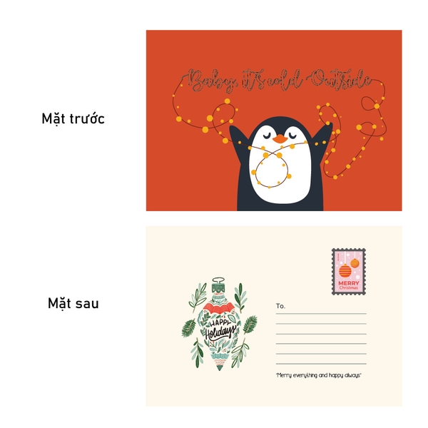 Bộ 4 thiệp Giáng Sinh Calligraphy - Thiệp Crabit tự trang trí