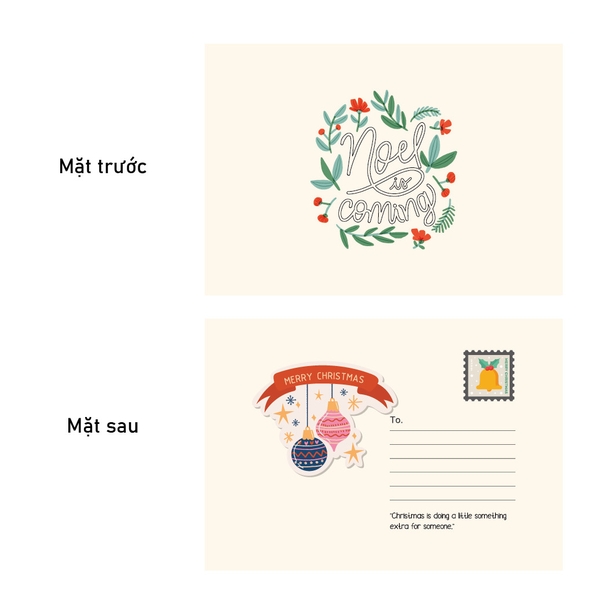 Bộ 4 thiệp Giáng Sinh Calligraphy - Thiệp Crabit tự trang trí