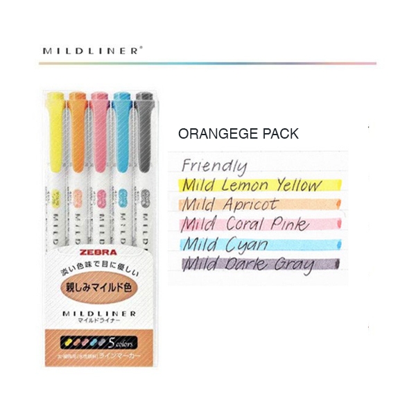 Set 5 Bút Highlight Zebra Mildliner - Bút đánh dấu