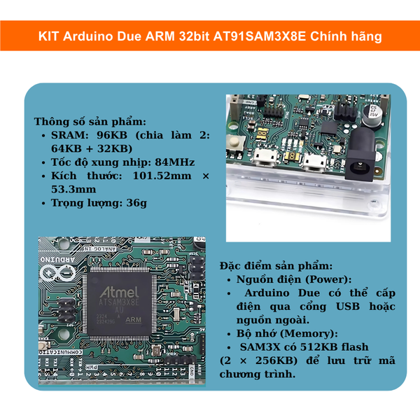 Arduino Due chính hãng | Vi xử lý 32-bit ARM 84 MHz – Linh kiện 3M ...