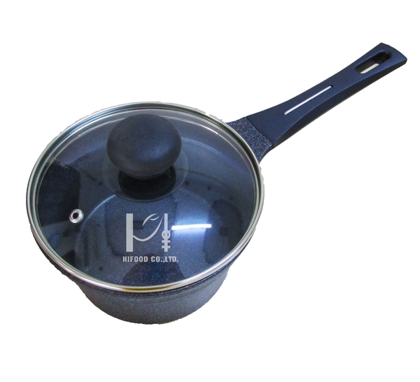 Korean Cookqueen 16cm Marble-Coated Nonstick Induction-Base Pot With Handle (Glass Lid)