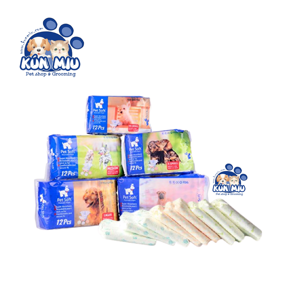 Bỉm vệ sinh cho chó mèo Pet Soft bịch 12 chiếc