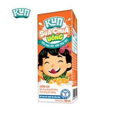 Thùng 48 hộpx180ml sữa chua KUN hương cam