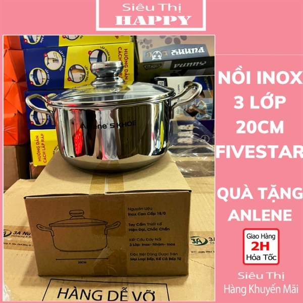 Nồi INOX Five Star Cao Cấp 20 cm - QUÀ TẶNG ANIENE