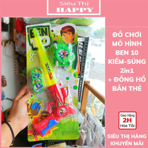 Vỉ đồ chơi Ben 10 + đồng hồ bắn thẻ Ben10