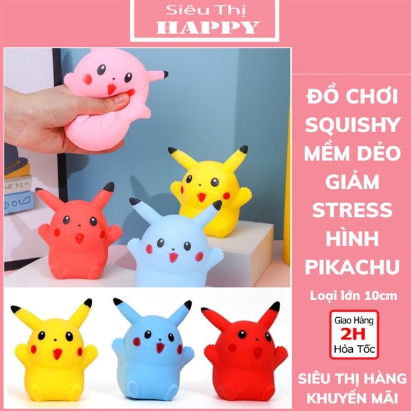 Đồ chơi squishy mochi mềm dẻo hình Pikachu 10cm, giúp giảm stress cho trẻ em và cho người lớn - NC&ĐS