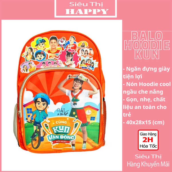 Balo có nón Hoodie Kun - QUÀ TẶNG SỮA KUN