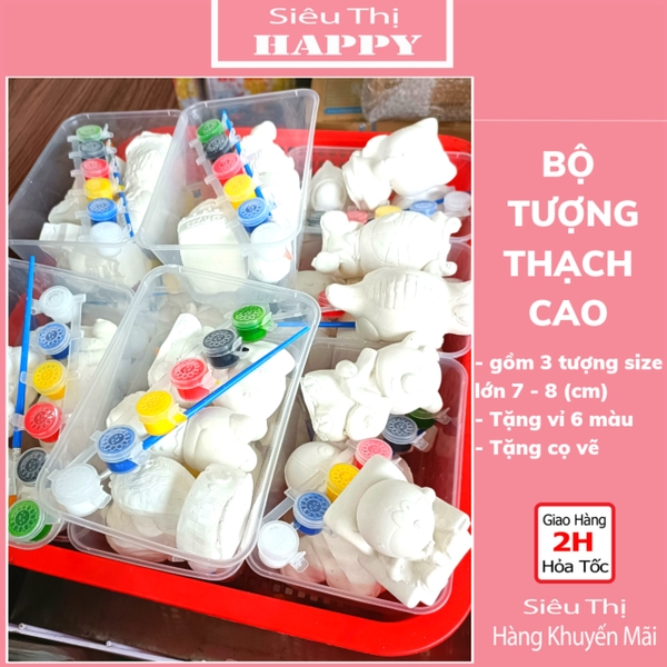 Bộ tô tượng thạch cao cho bé tặng kèm màu nước và cọ vẽ - NC&ĐS