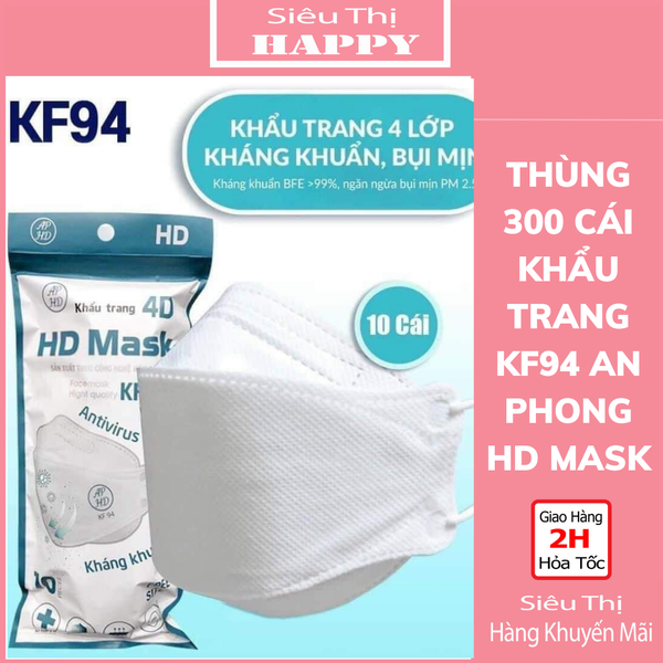 Thùng 300 cái Khẩu trang y tế 4D KF94 An Phong HD Mask - KTYT