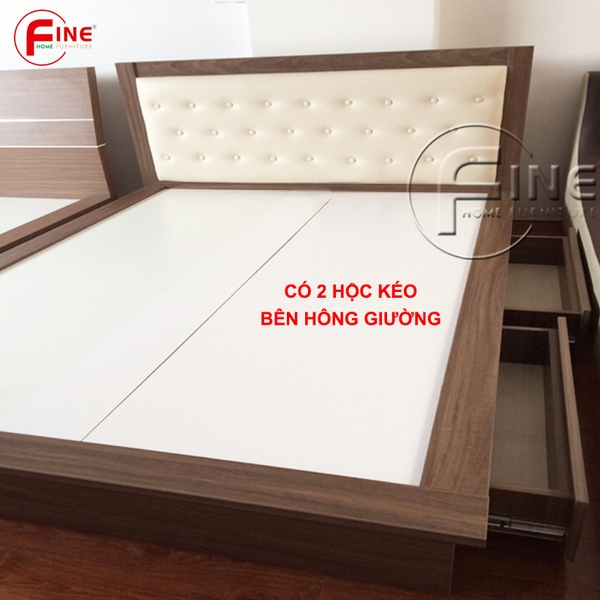 Giường Nhật có 2 Hộc Kéo FINE FG019 (140cm x 200cm) Thiết kế hiện đại sang trọng