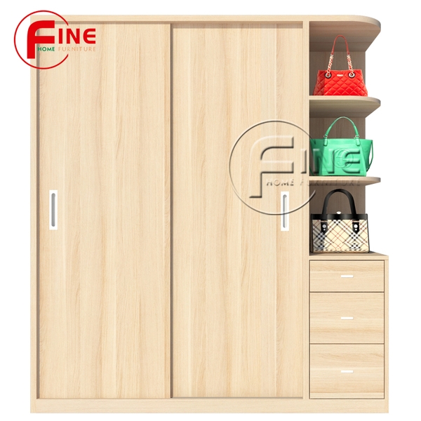 Tủ Quần Áo Cửa Lùa FINE FT191 (180cm x 200cm) Cửa lùa giúp tiết kiệm tối đa không gian