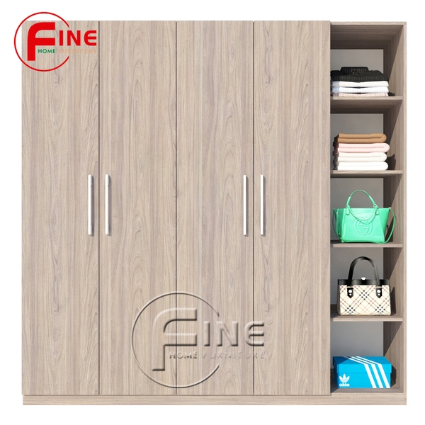 Tủ Quần Áo FINE FT205 (220cm x 220cm) Có kệ trưng bày túi xách, sản phẩm tiện dụng