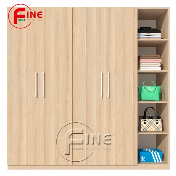 Tủ Quần Áo FINE FT206 (220cm x 220cm) Có kệ trưng bày túi xách, sản phẩm tiện dụng