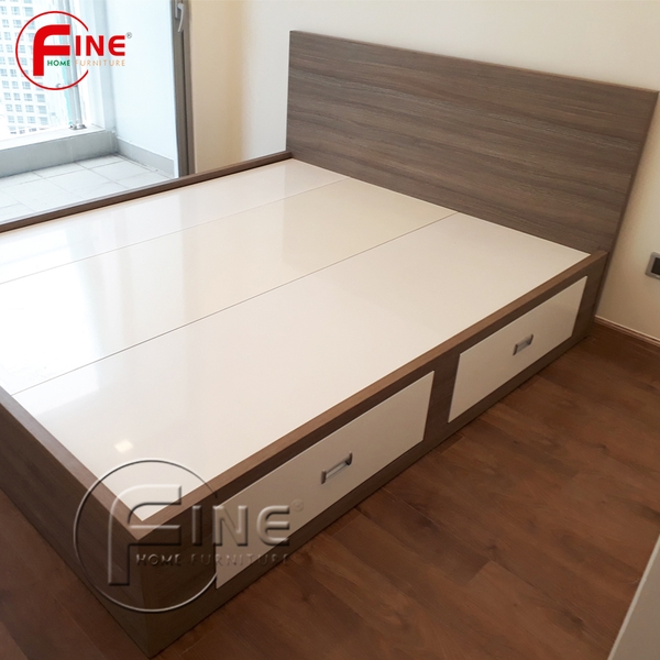 Giường 2 Hộc Kéo FINE FG021 (160cm x 200cm) Vai giường đứng, Thiết kế hiện đại