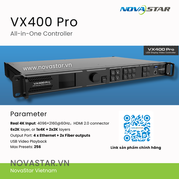 NovaStar VX400 Pro | Bộ xử lý hình ảnh LED cao cấp tích hợp 4K & backup ...