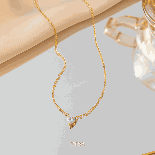 Dây chuyền nữ mạ vàng hình tim đính đá cao cấp sợi mảnh nhẹ nhành thanh thoát thời trang - TT88