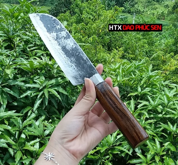 Dao thái gọt sắc bén - Thép nhíp ô tô - Cán gỗ tự nhiên khâu inox - N08 | DAO VIP - HTX DAO PHÚC SEN