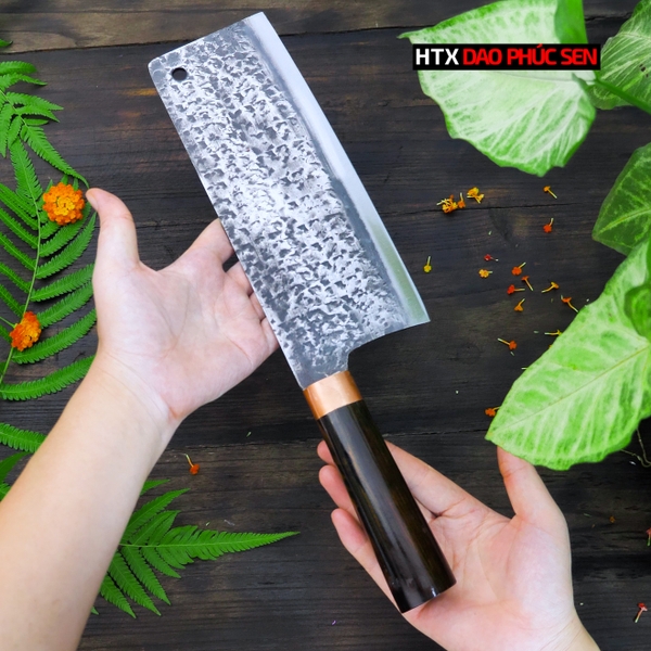 Dao chặt gà sắc bén - Thép nhíp ô tô - Cán mun khâu đồng - G05TMDD