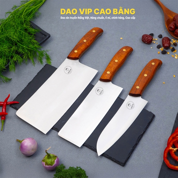 Bộ dao bếp 3 món thép trắng CB89TC DAO VIP CAO BẰNG