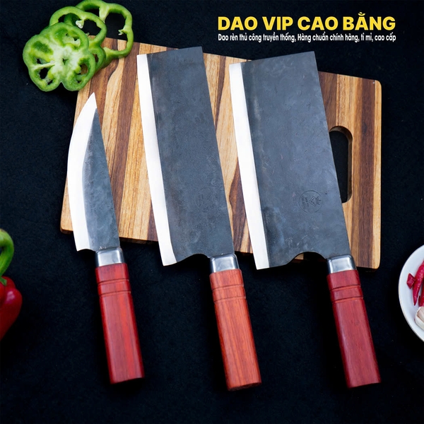 Bộ Dao Bếp Đa Năng rèn thủ công nhíp xe - CB11V DAO VIP CAO BẰNG