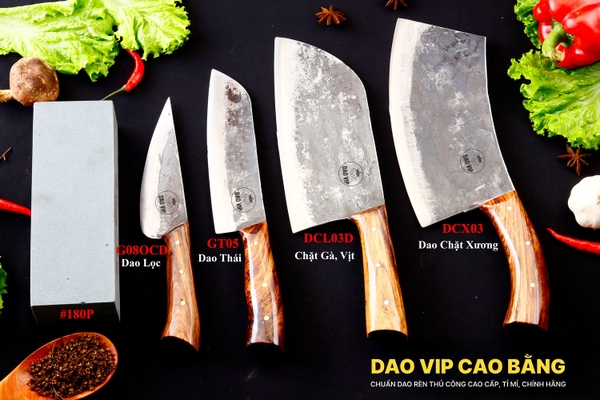 BỘ DAO BẾP CB42 cán ốp cẩm + ĐÁ MÀI DAO VIP CAO BẰNG