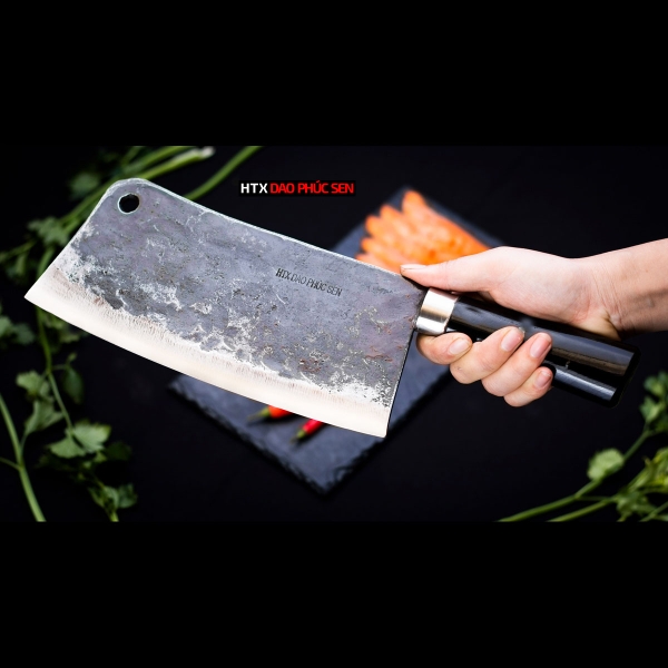 Dao chặt xương sắc bén - Thép nhíp ô tô - Cán mun khâu inox - N10M