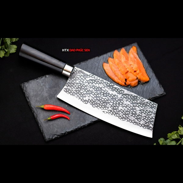 Dao chặt xương sắc bén - Thép nhíp ô tô cán mun khâu inox DCX05M - Hàng chuẩn của DAO VIP - HTX DAO PHÚC SEN
