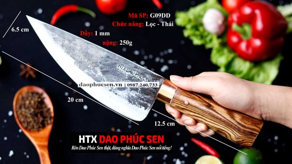 DAO BẦU LỌC 20 thép nhíp xe cán gỗ cẩm  / HTX DAO PHÚC SEN