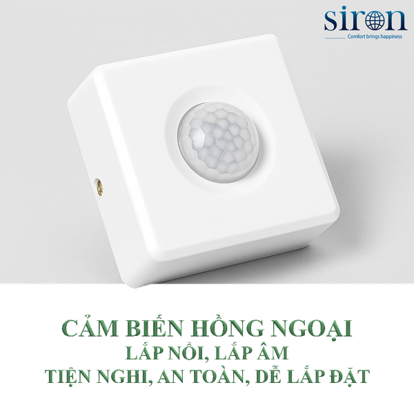 Công tắc cảm ứng hồng ngoại lắp nổi trần hoặc tường Siron