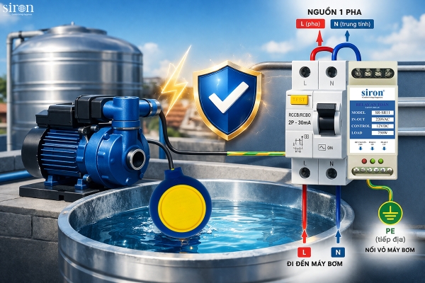 Có nên lắp cầu dao chống giật cho phao máy bơm nước 1 pha chống cạn
