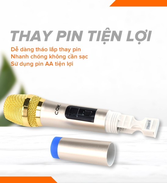 Micro không dây COK ST-123 chống hú, lọc âm cực đỉnh cân mọi dàn karaoke, loa kéo
