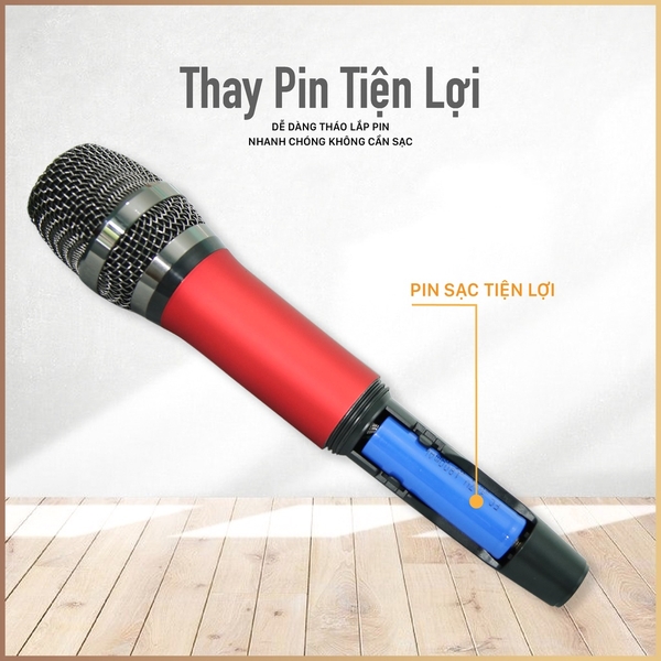 Micro Không Dây Cao Cấp GED LY-02 Hợp Kim Nhôm, Chống Hú