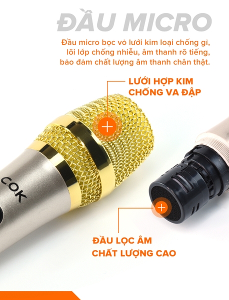 Micro không dây COK ST-123 chống hú, lọc âm cực đỉnh cân mọi dàn karaoke, loa kéo