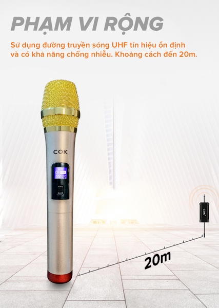 Micro không dây COK ST-123 chống hú, lọc âm cực đỉnh cân mọi dàn karaoke, loa kéo