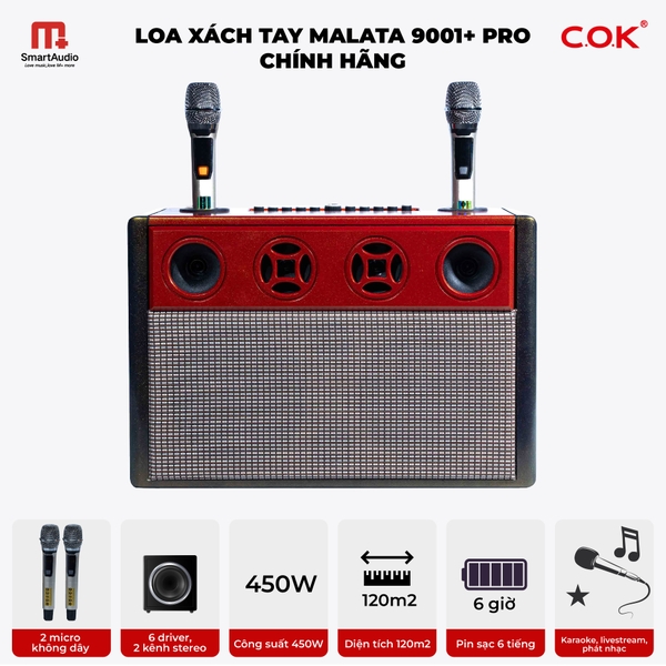 Loa Xách Tay MALATA 9001 Pro Âm Thanh Mượt, Chất Lượng Cao